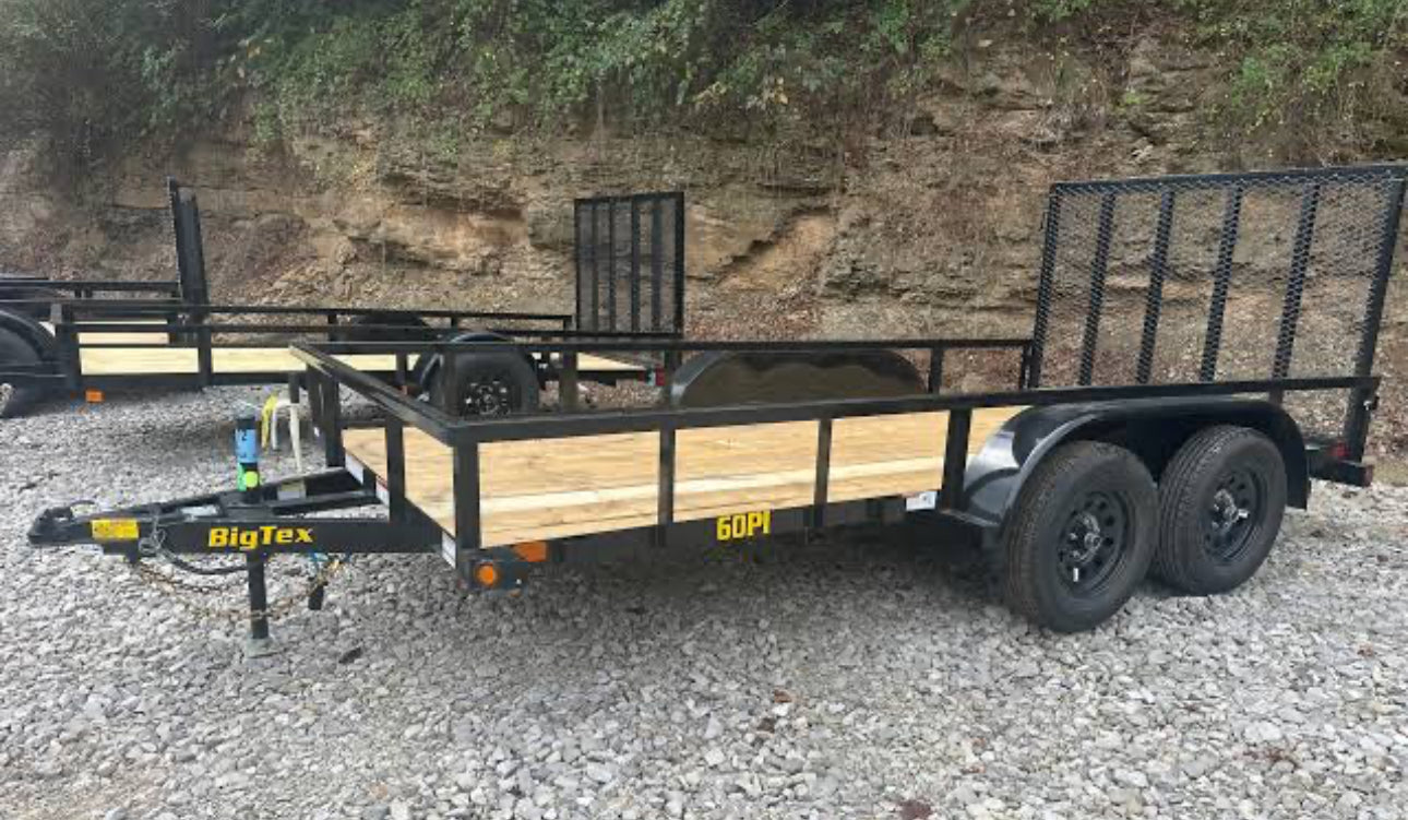 BIG TEX 60PI 77" X 14 TANDEM AXLE PIPE TOP UTILITY TRAILER