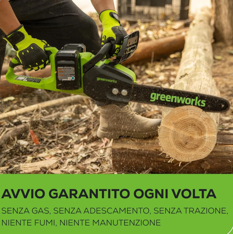 Greenworks 48V 35cm Brushless Cordless Chainsaw with Two 4Ah Batteries &Twin Charger