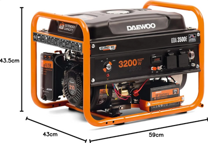 Daewoo GDA 3500E 2800W 18L Petrol Generator Black, Orange