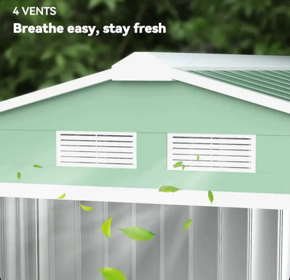 Outsunny 7ft x 4ft Lockable Garden Metal Storage Shed Large Patio Roofed Tool Storage Building Foundation Sheds Box