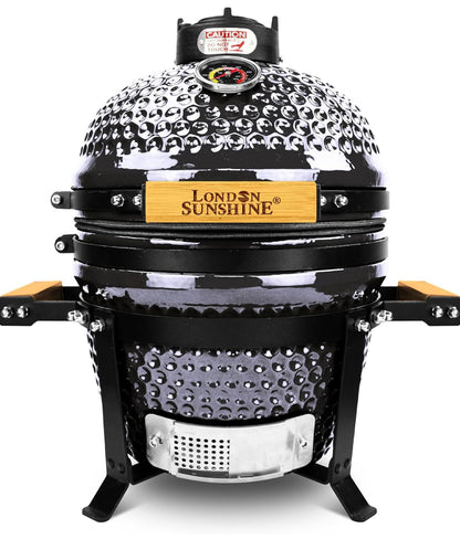 Ceramic BBQ Charcoal Kamado Grill 13 inch Portable Tabletop BBQ Bright Gray