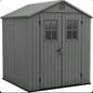 Keter Darwin Garden Shed 6 x 6, Wood Effect Finish, Sage Green, 3.30 m², 190 x 183 x 221 H cm