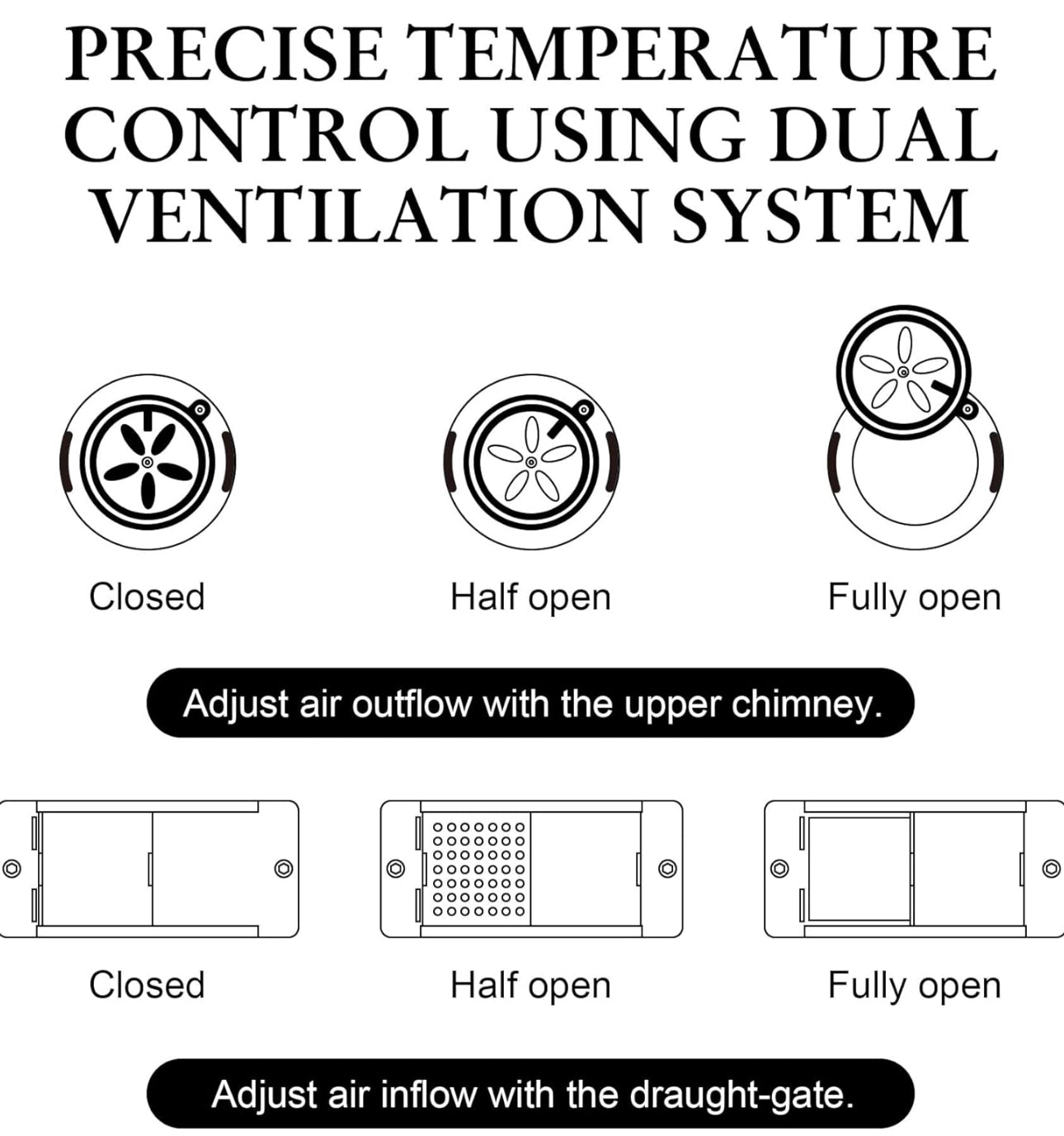 Ceramic BBQ Charcoal Kamado Grill 13 inch Portable Tabletop BBQ Bright Gray