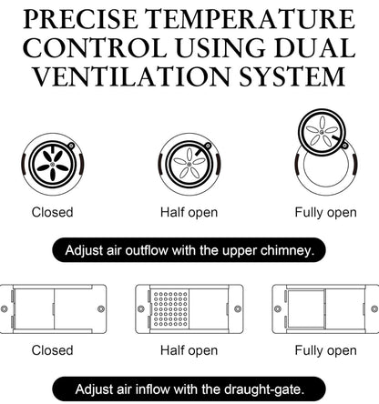 Ceramic BBQ Charcoal Kamado Grill 13 inch Portable Tabletop BBQ Bright Gray