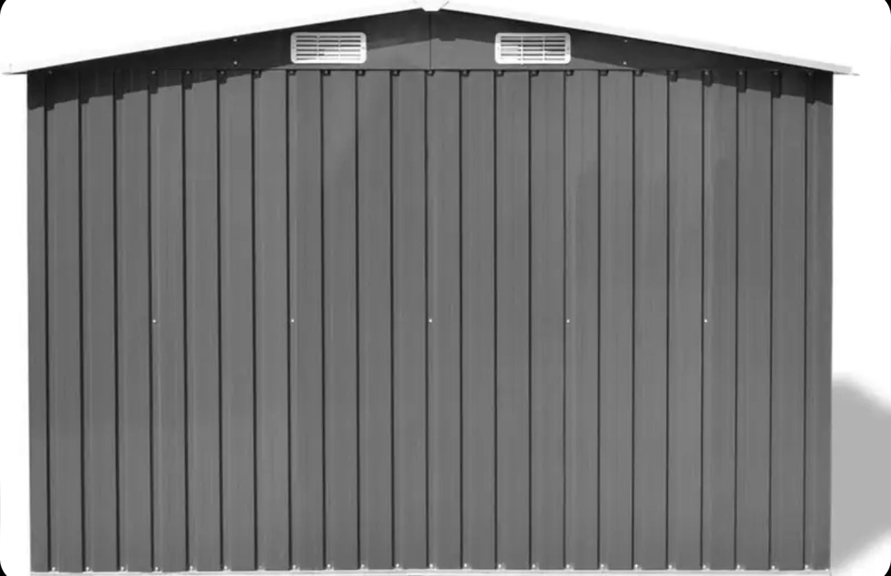 Grey metal garden shed 257x205x178 cm
