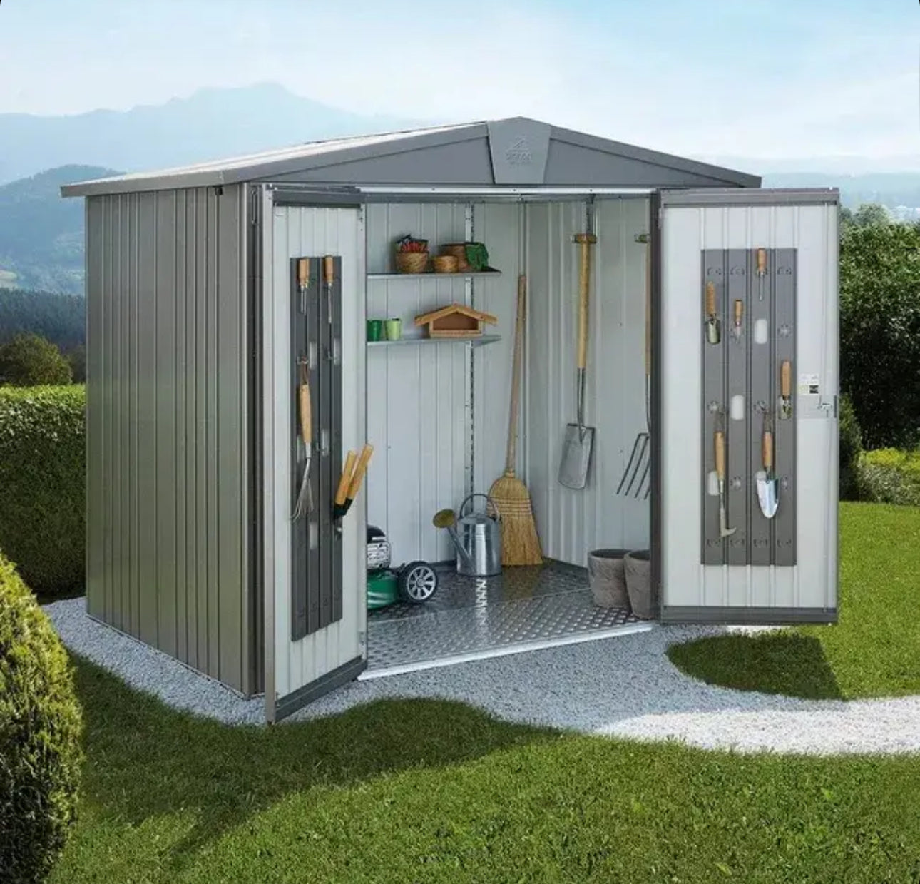 Biohort Europa garden shed, thickness 0.5 mm, 203x244x156 cm, grey, 2 batt.