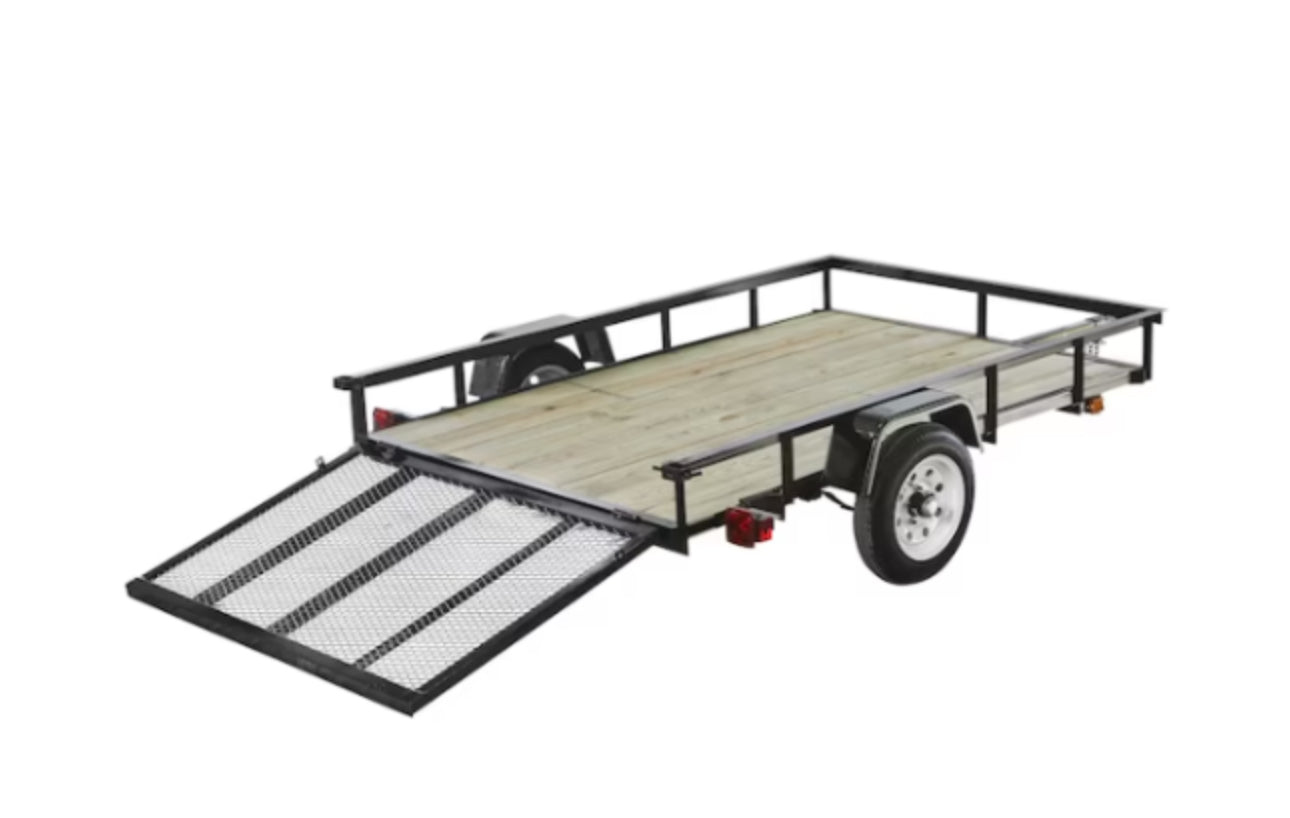Carry-On Trailer 5-Ft X 8-Ft Treated Lumber Utility Trailer With Ramp Gate