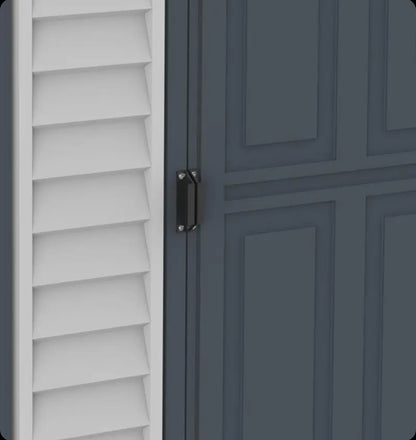 Duramax SideMate 4 x 8 PLUS Plastic Garden Shed with Metal Foundation Kit, Dark Grey