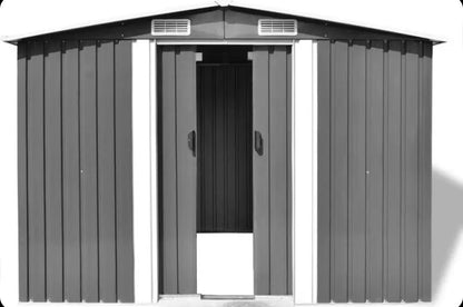 Grey metal garden shed 257x205x178 cm