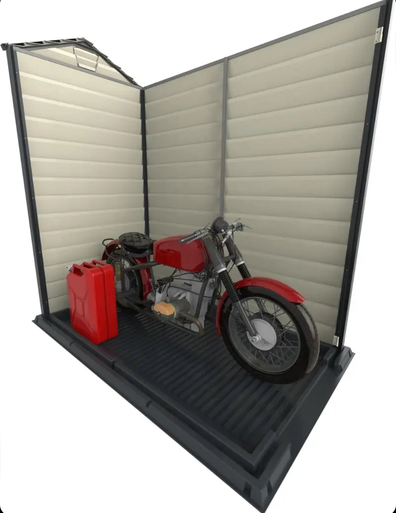 Duramax EverMore 4 x 6ft Plastic Garden Shed – Adobe & Grey – Fire Retardant & All Season Outdoor Storage Solution – Includes Plastic Floor, Dark Grey and Adobe