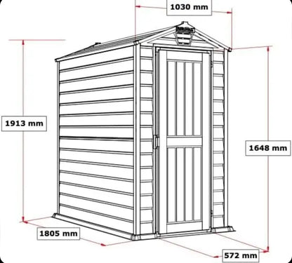 Duramax EverMore 4 x 6ft Plastic Garden Shed – Adobe & Grey – Fire Retardant & All Season Outdoor Storage Solution – Includes Plastic Floor, Dark Grey and Adobe