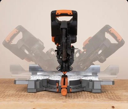 Evolution Power Tools R255SMS-DB-Li Cordless double-sided sliding mitre saw 2x 18 V Li-Ion EXT including multi-material blade for cutting wood