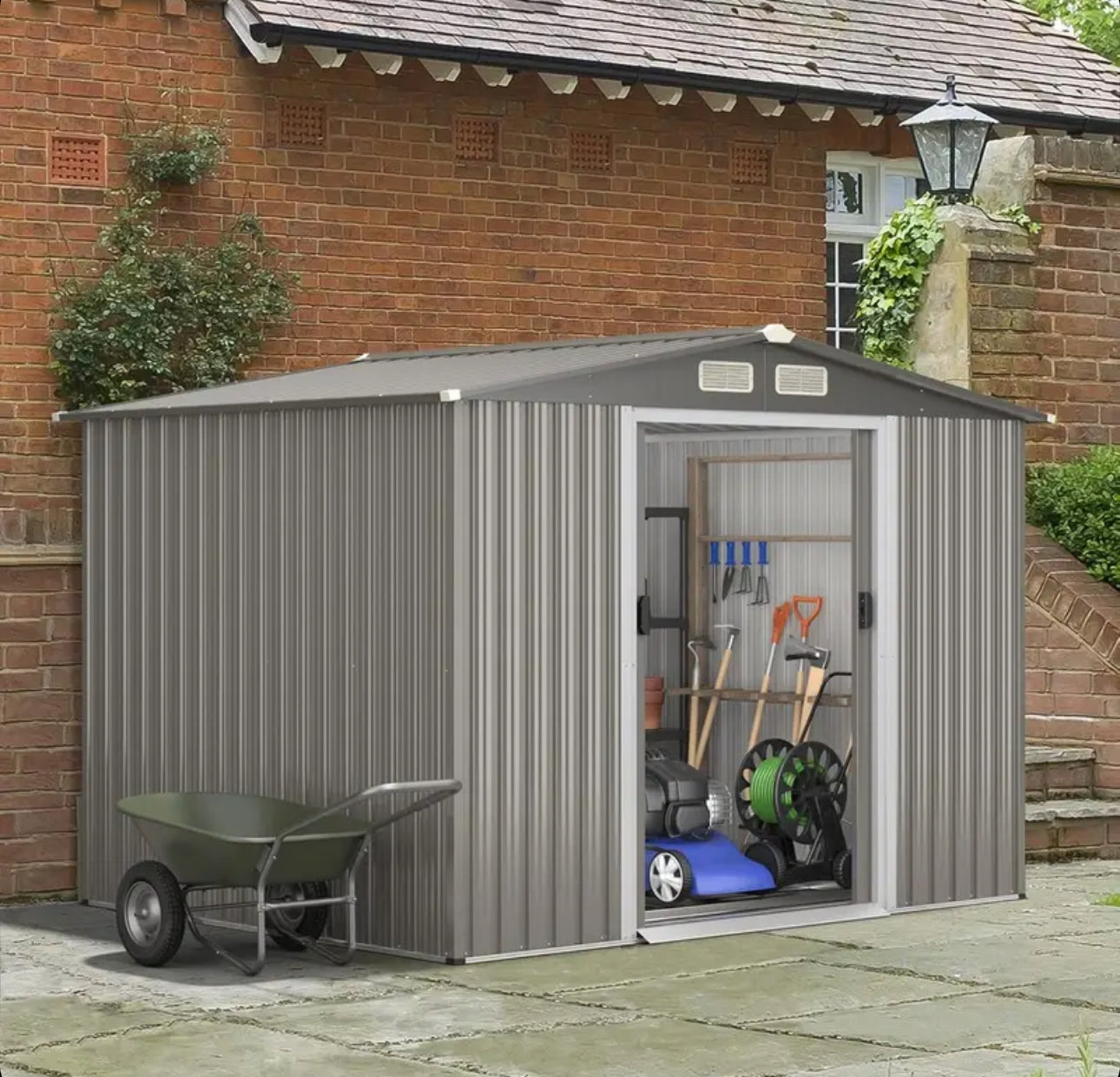 Garden Shed 260 x 207 x 181 cm Outdoor Sheds with 4 Shutters