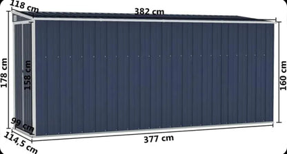 Wall-mounted garden shed Anthracite 118x382x178 cm Steel