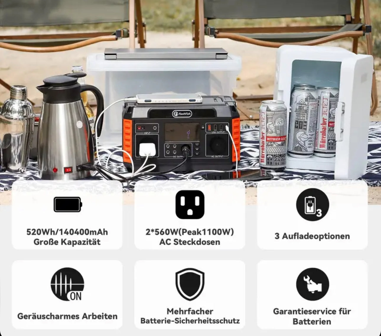 Flashfish P60 Portable Power Station | 560W 520Wh, P60