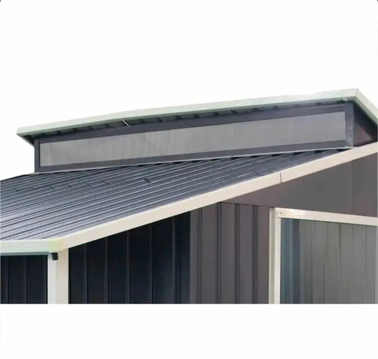 Gardiun Nottingham Metal Shed with Porch 3.78 m² Exterior 129x293x229 cm Galvanized Steel Anthracite Grey