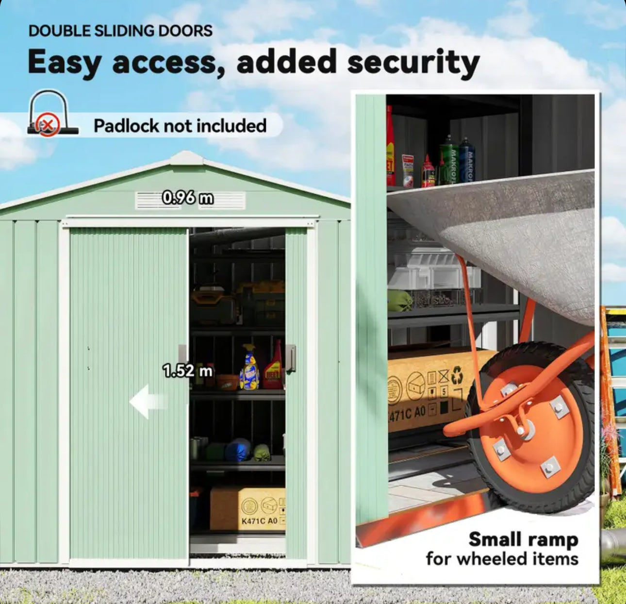 Outsunny 7ft x 4ft Lockable Garden Metal Storage Shed Large Patio Roofed Tool Storage Building Foundation Sheds Box